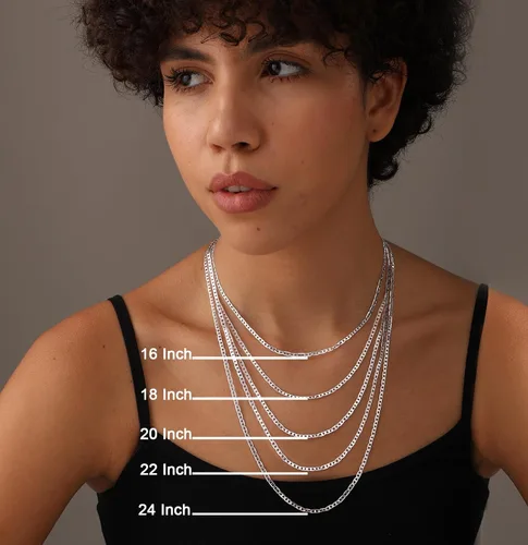 Vista 2 de LeCalla Collar de plata de ley 925 maciza italiana de 0.118 in y 0.157 in de corte de diamante, para mujeres y hombres, con cierre de langosta