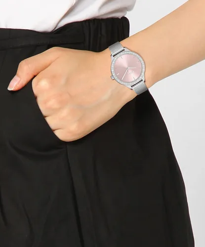 Vista 4 de HUGO Flash - Reloj de pulsera de cuarzo de acero inoxidable y malla para mujer color plateado Modelo 1540115 plateado Reloj de cuarzo