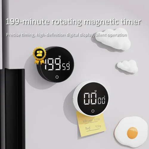Vista 8 de Temporizador digital de cocina, temporizador visual magnético recargable con pantalla LED grande, volumen ajustable para aula, cocina, fitness
