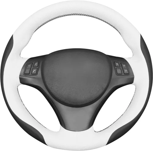 Vista 9 de MEWANT Funda de volante para BMW E90 M Sport E81 E82 E87 E88 E91 E92 E93 M3 E90 E92 de gamuza negra