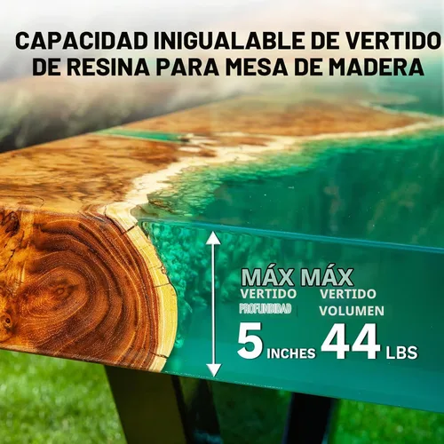 Vista 2 de Teexpert Kit de resina epoxi de 3 galones: nueva versión de resina de vertido profundo de 2 a 5 pulgadas para mesa de río de trabajo de madera