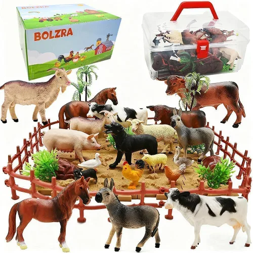 Vista 10 de Juego musical de animales de granja rojos para niños pequeños de 1 a 3 años, juguetes interactivos de animales de granja para niños de 3 a 5 años