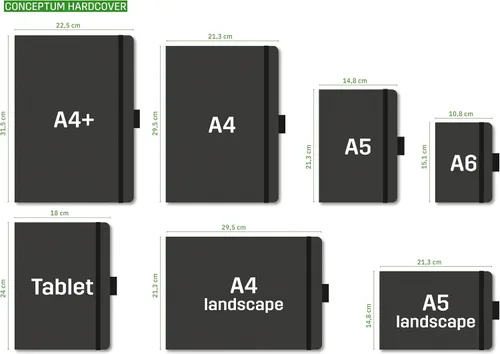 Vista 6 de Sigel Cuaderno CO120 CONCEPTUM®, negro, Tapa dura, liso con hoja guía rayada, aprox. A5, con numerosas características