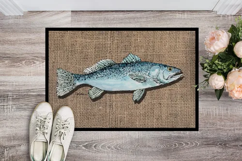 Vista 2 de Caroline's Treasures 8737MAT - Felpudo de trucha moteada con peces de 18 x 27 pulgadas, para interiores y exteriores, para entrada, antideslizante