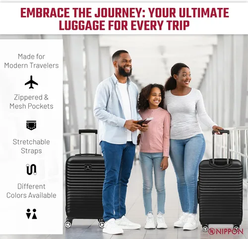 Vista 5 de NIPPON Luggage Nomad - Maleta giratoria rígida con ruedas para mujeres y hombres, rodillo de carcasa dura de viaje, ultra fuerte y duradero