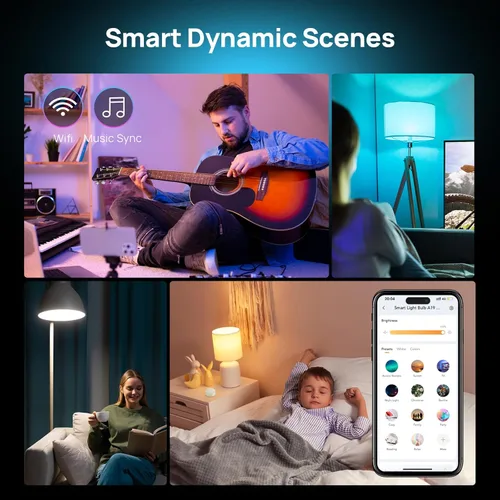 Vista 5 de Consciot Bombillas inteligentes con control remoto, bombilla LED que funciona con Alexa y Google Home, bombilla que cambia de color, bombillas A19