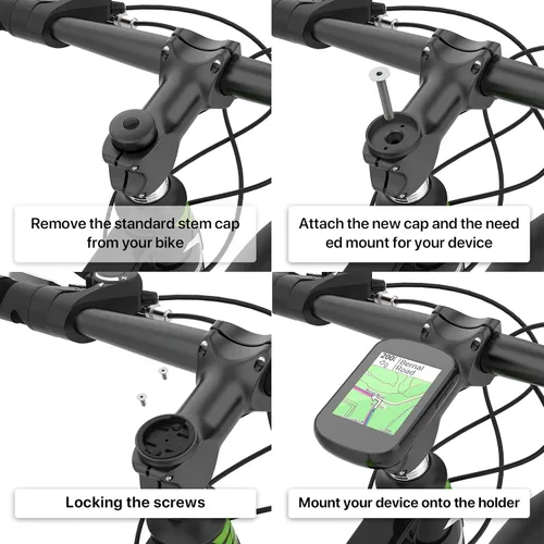 Vista 3 de Soporte de bicicleta para Bryton – [Paquete de 4] Adaptador de montaje compatible con Bryton Out Front Cycling Computer Mounts, base de repuesto