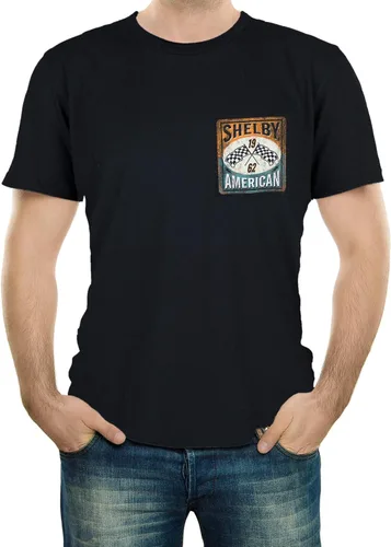 Vista 4 de Camiseta Shelby American I Love Horesepower 100% algodón preencogida Simple, limpia y afilada Negro