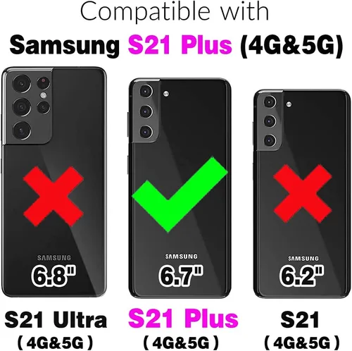 Vista 2 de Asuwish Funda de teléfono para Samsung Galaxy S21 Plus S21+ 5G con cremallera, funda desmontable con protector de pantalla y soporte de tarjeta