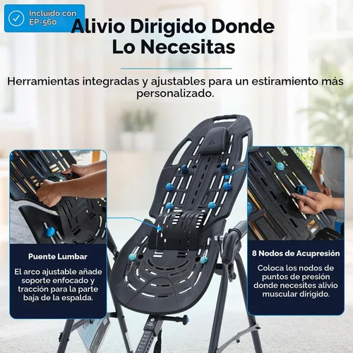 Vista 3 de TEETER Mesa de inversión EP-560 con accesorios para aliviar el dolor de espalda, registrada por la FDA, certificado de seguridad UL, capacidad