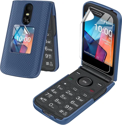 Vista 10 de Funda para teléfono TCL Flip 4 5G/T440 (2025) con protector de pantalla Cubierta protectora rígida delgada (negro)