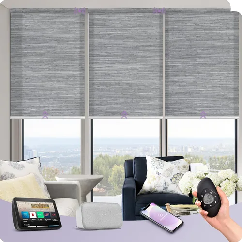 Vista 27 de Graywind Persianas enrollables inteligentes acopladas compatibles con Alexa Google, tamaño personalizado extra grande, persianas motorizadas