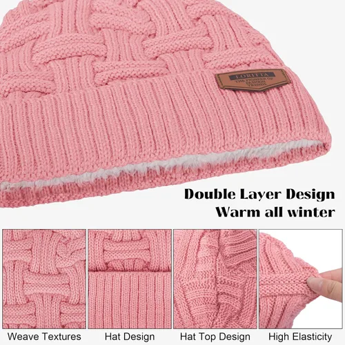 Vista 131 de Loritta Gorro de invierno cálido de punto grueso y holgado para hombre