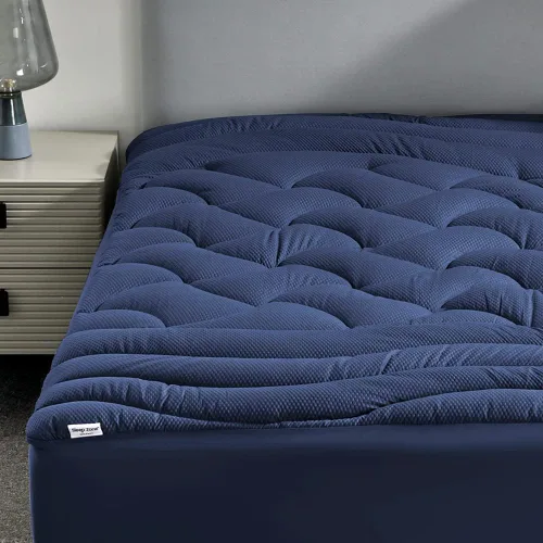 Vista 15 de SLEEP ZONE - Cubrecolchón refrescante, funda de colchón fresca, protector acolchado con zonas, transpirable y lavable, bolsillo profundo de 8-21