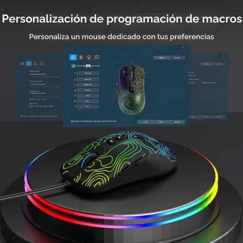 Vista 3 de dagaladoo Ratón negro para juegos con cable, 12800 DPI RGB mouse para juegos con 7 efectos de iluminación, mouse para juegos de PC, compatible