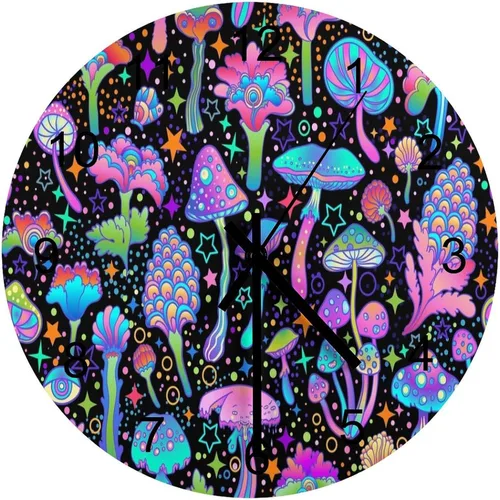 Vista 14 de Reloj de Pared de Flores Silencioso Sin Tictac Operado por Batería, Caricatura de los 70s Linda Flor Abstracta Pastel Margarita Reloj Floral