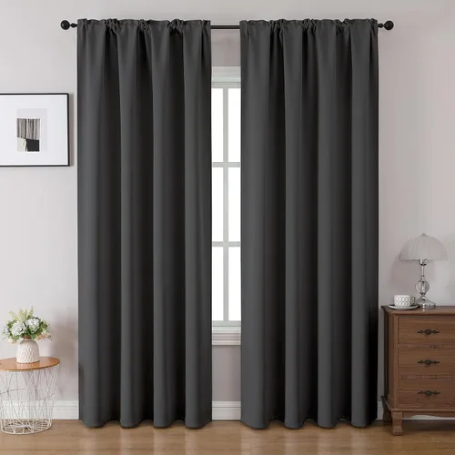 Vista 27 de CUCRAF Cortinas opacas de 45 pulgadas de largo, juego de 2 paneles para dormitorio, bolsillo para cortinero, cortinas de oscurecimiento