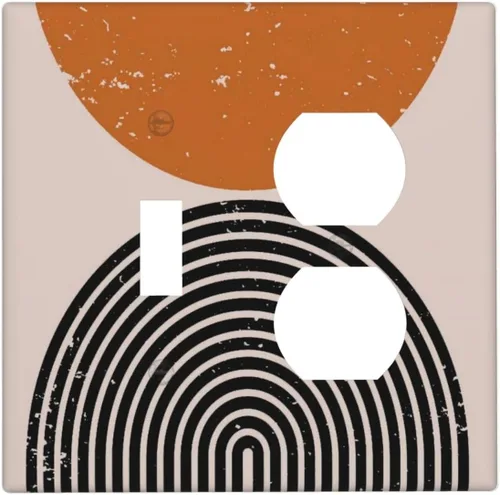 Vista 78 de Taupe Beige Marrón Gris Abstracto Arte 1-Banda Interruptor de Luz Doble de Recepción Placa de Pared Toma Cubiertas Eléctricas Decorativas Modernas