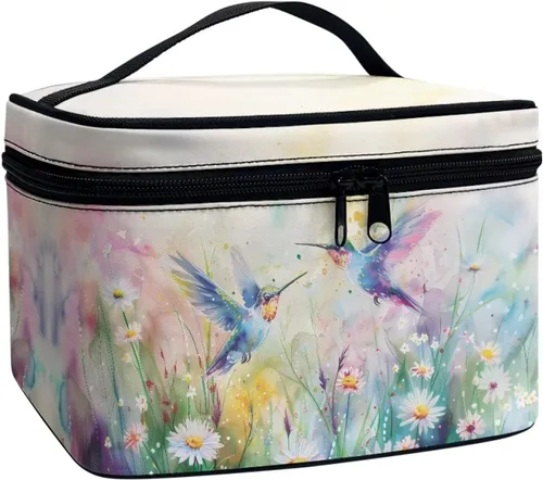 Vista 22 de doginthehole Bolsa de maquillaje, bolsa de cosméticos de viaje, bolsa de aseo portátil grande, organizador de accesorios para mujeres y niñas