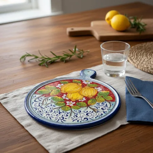 Vista 2 de CERAMICHE PARRINI - Utensilios de cocina de cerámica italiana, utensilios de cocina, salvamanteles de cerámica decorados limones pintados a mano