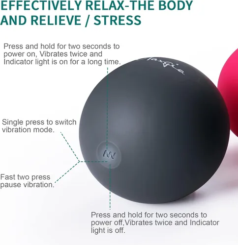 Vista 5 de Bola de masaje vibratoria de 3 pulgadas, bola de masaje con vibraciones de 5 velocidades para músculos y fitness, alivio del dolor de fascitis