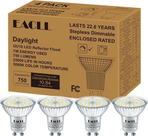 Vista 8 de EACLL MR16 GU10 LED Bulb Dimmable, 5000K Daylight, 7W Equivalent 75W, 25,000 Hours Lifetime, Energy Efficient Light, 750 Lumens 120 Degree Flood