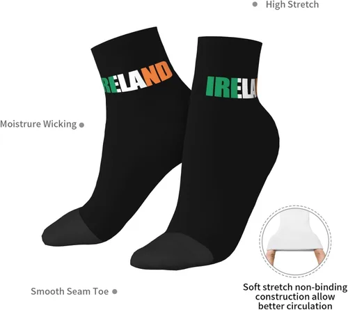 Vista 7 de GDJF Ireland Flag Irish Text Word Art Ankle Socks Winter Low Cut Sports Warm Comfort Breathable Casual Socks For Mens And Womens