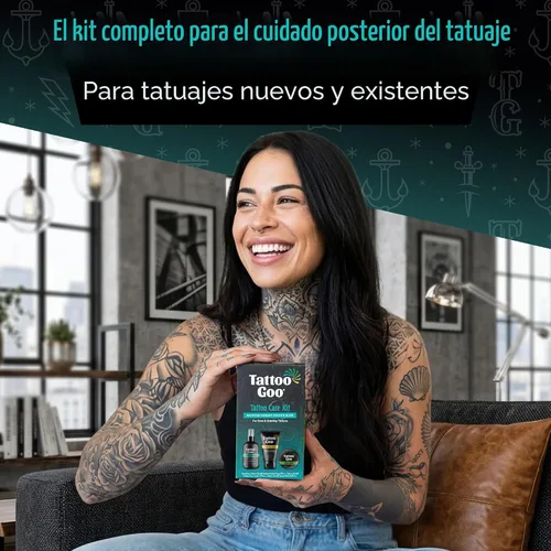 Vista 2 de Tattoo Goo El kit de cuidado posterior incluye jabón antimicrobiano, bálsamo y loción, cuidado del tatuaje para mejorar el color + curación rápida