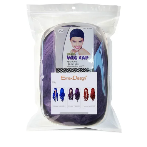 Vista 5 de EmaxDesign Pelucas de 32 pulgadas para mujer con gorra de peluca y peine (morado oscuro)