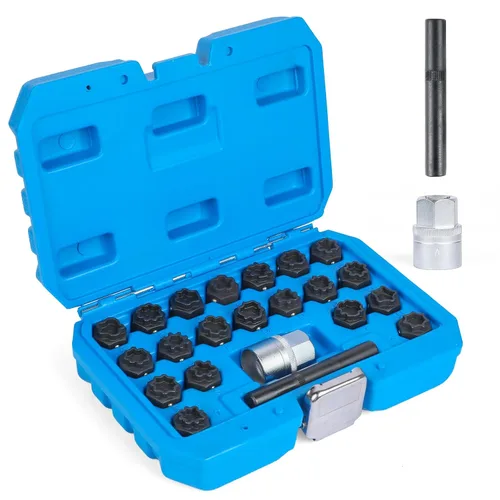 Vista 9 de BELEY Kit de llave de tuerca de bloqueo de rueda 20PCS para Porsche VW Touareg Juego de herramientas antirrobo para quitar tuercas con removedor