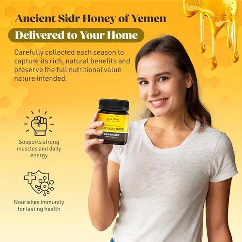 Vista 6 de Arwa Foods Royal Sidr AA+ - Miel cruda Royal Yemeni de Wadi of Douan - Miel cruda 100% sin filtrar, cruda y pura, sellada y empaquetada en Estados