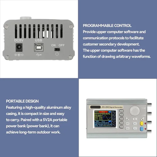 Vista 3 de JDS2900 DDS generador contador 15MHz 30MHz 40MHz 50MHz 60MHz alta exactitud Dua canal Función de onda arbitraria Generador Medidor de frecuencia