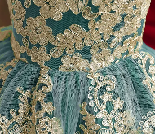 Vista 4 de NNJXD - Vestido de princesa de tul con flores, para usar en bodas, para niñas pequeñas y bebés