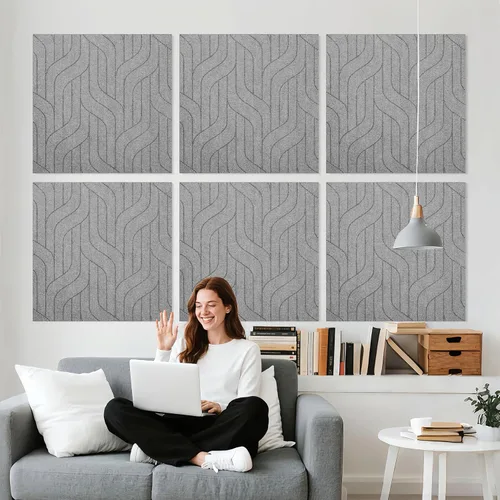 Vista 19 de 6 piezas de paneles acústicos, paneles absorbentes de sonido de 23.6x23.6 pulgadas, paneles de pared acústicos decorativos para grabación y estudio