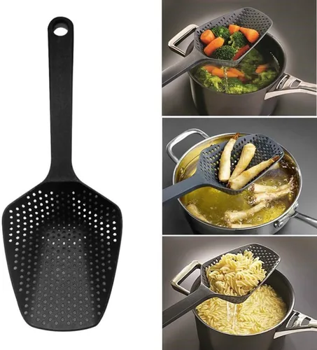 Vista 2 de Colador de drenaje de alimentos, práctico y duradero, de plástico, colador de agua, pala de drenaje de alimentos con asa para drenaje de alimentos