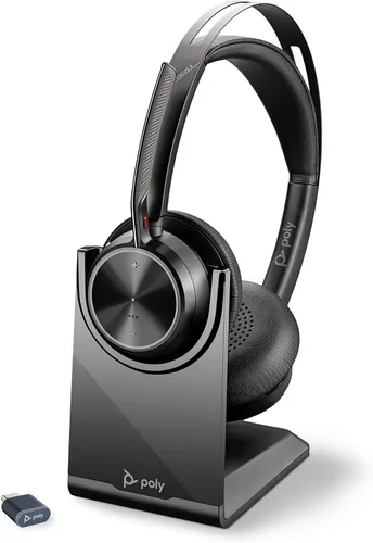Vista 8 de [Usado] Poly Voyager Focus 2 UC - Auriculares inalámbricos ANC con micrófono y soporte de carga, se conecta a través de Bluetooth a PC/Mac/Móvil