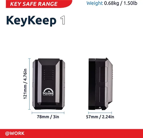 Vista 3 de Squire Caja de seguridad para llaves, cerradura de combinación de 4 ruedas, caja fuerte para llaves montada en la pared, cuerpo de aleación fundido