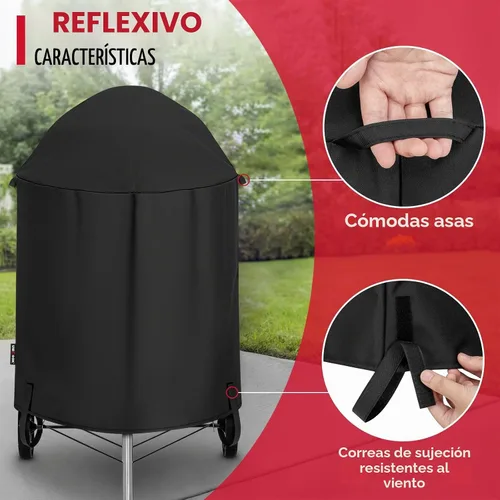 Vista 5 de Unicook Cubierta Redonda para Parrilla de Carboncillo Compatible con Parrilla Weber de 22 Pulgadas, Resistente al Agua, Resistente al