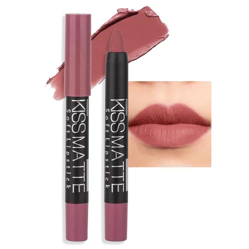 Vista 31 de evpct 3 piezas de lápiz crayón delineador de labios mate metálico rosa natural ligera y lápiz labial Set de larga duración impermeable que coincide