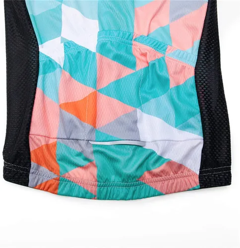 Vista 6 de Conjunto de jersey de ciclismo para mujer, pantalones cortos con peto, ropa de bicicleta de verano