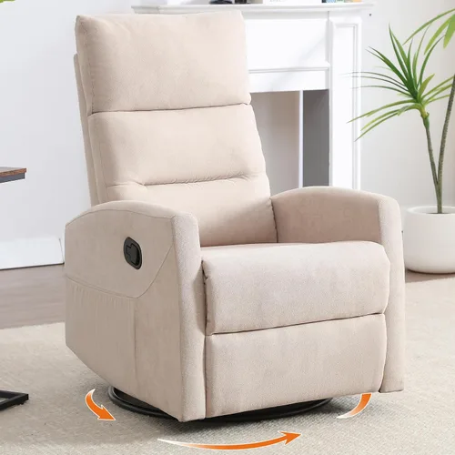 Vista 16 de Luxlen Manual Swivel Rocker Recliner Chair with Massage, Overstuffed Recliner Glider with Vibration Massage and Heat for Nursery, Living Room gris