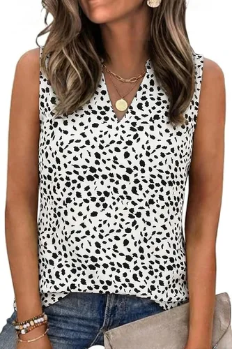 Vista 9 de Halife Women's Sleeveless Floral Print V Neck Tunic Tank Tops Blouse Shirts