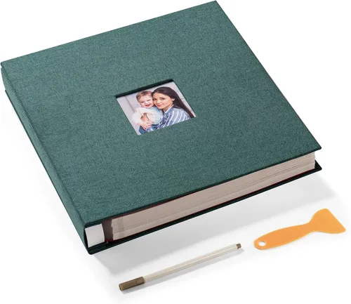 Vista 40 de HoneyTolly Álbum de fotos autoadhesivo para fotos de 4 x 6 imágenes, cubierta magnética de lino, 15 hojas/30 páginas en blanco para bodas Beige claro