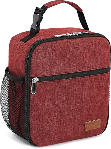 Vista 8 de Femuar Bolsa de almuerzo para hombres, mujeres y adultos, pequeña para oficina, trabajo, picnic, bolsa de almuerzo portátil reutilizable, color negro