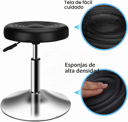 Vista 3 de QiCheng & LYS - Taburete redondo de oficina, altura ajustable, taburete de 360 grados, para oficina, hogar, cocina, belleza, taburete sin ruedas