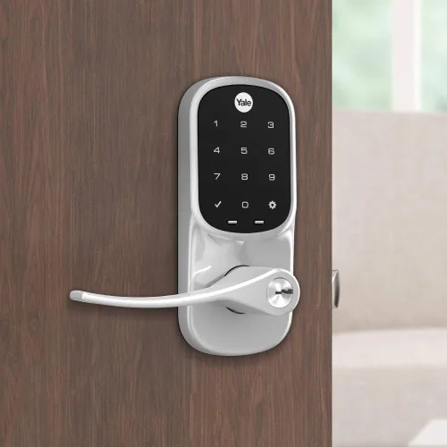 Vista 7 de Yale Assure - Manija electrónica de puerta con pantalla táctil, teclado no conectado de níquel satinado que proporciona entrada sin llave con código