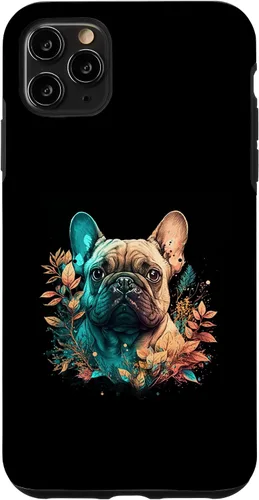 Vista 11 de iPhone 15 Bulldog francés Lindo perro hermoso flores niña Frenchie caso