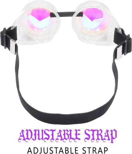 Vista 100 de Gafas de caleidoscopio retro con pinchos, gafas de cristal arcoíris steampunk estilo soldadura, gafas de cosplay punk