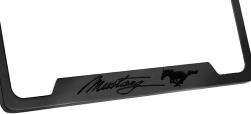 Vista 3 de License Frame Inc. Ford Mustang Marco de matrícula de metal estilo oscurecido, 2 agujeros