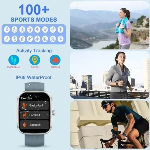 Vista 2 de Reloj inteligente para hombres y mujeres (respuesta/hacer llamadas), nuevo reloj inteligente HD de 1.91 pulgadas, reloj de fitness con más de 120